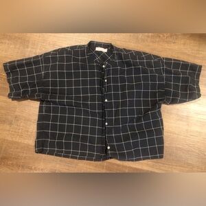 Everlane cotton boxy top grid pattern